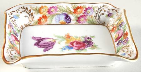 Empress Dresden Flowers 4" Rectangular Ashtray