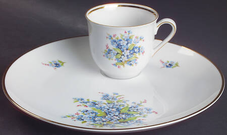 Forget Me Not (Rim, Not Pierced) Snack Plate & Cup Set
