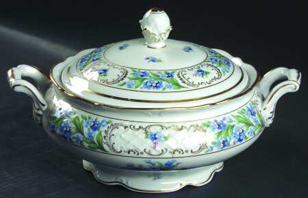Forget Me Not (Rim, Not Pierced) Round Covered Vegetable