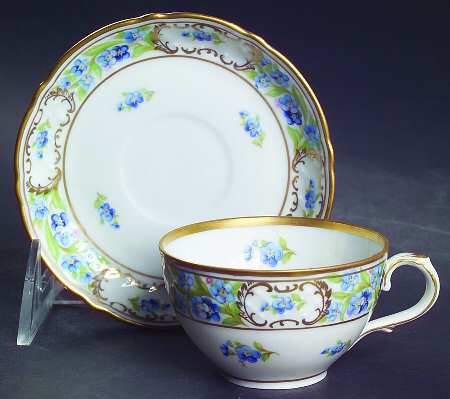 Forget Me Not (Rim, Not Pierced) Flat Demitasse Cup & Saucer Set
