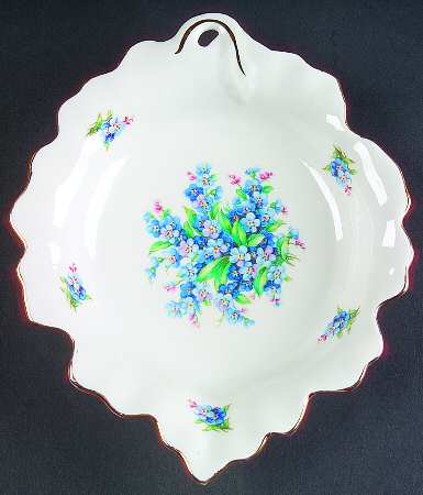 Forget Me Not (Rim, Not Pierced) Leaf Shaped Dish