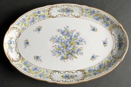 Forget Me Not (Rim, Not Pierced) 14" Oval Serving Platter