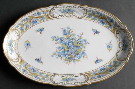 Forget Me Not (Rim, Not Pierced) 12" Oval Serving Platter