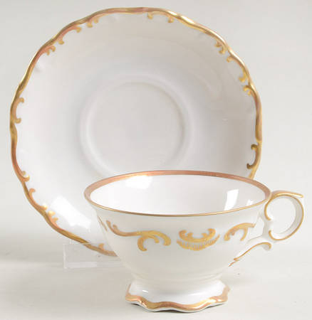 Golden Elegance Footed Demitasse Cup & Saucer Set