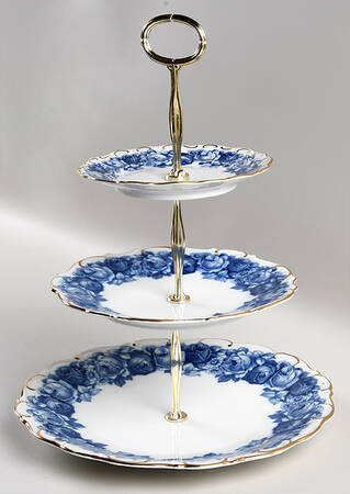 Heirloom Blue 13 7/8"-14 1/4" 3-Tiered Serving Tray(DP,SP,BB) HC