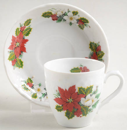 Holiday Bouquet Flat Demitasse Cup & Saucer Set
