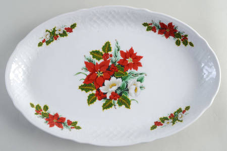 Holiday Bouquet 14" Oval Serving Platter