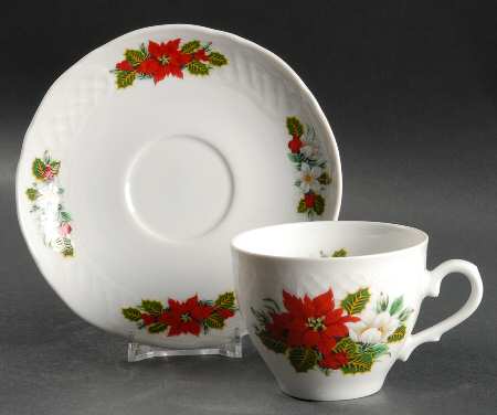 Holiday Bouquet Flat Cup & Saucer Set