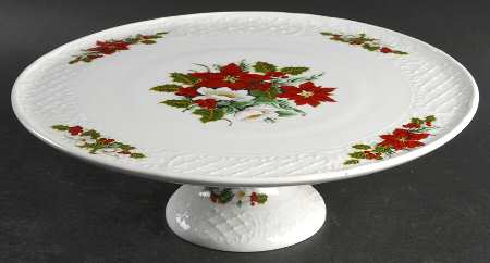 Holiday Bouquet 12" Diameter Pedestal Cake Stand