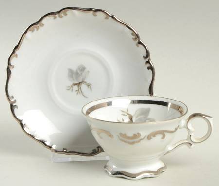 Moon Rose Footed Demitasse Cup & Saucer Set
