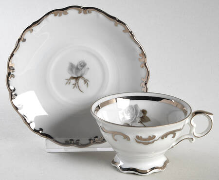 Moon Rose Footed Demitasse Cup & Saucer Set