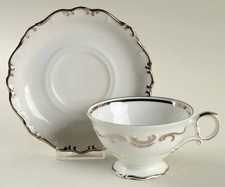 Platinum Elegance Footed Cup & Saucer Set