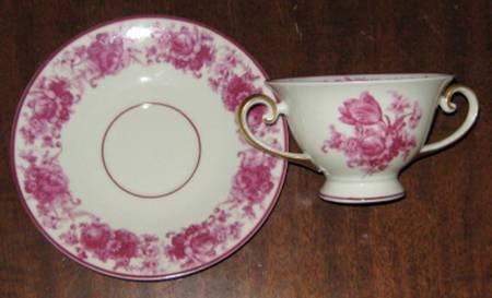 Rosedale Footed Bouillon Cup & Saucer