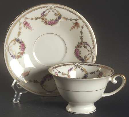 San Luis Rey (Ivory Background) Footed Cup & Saucer Set