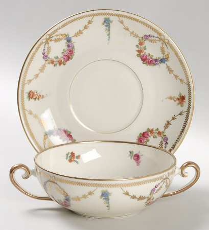 San Luis Rey (Ivory Background) Flat Cream Soup Bowl & Saucer Set