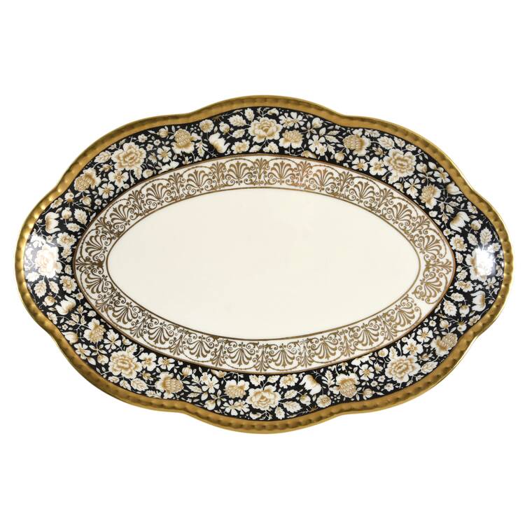 25076 Black 12" Oval Serving Platter