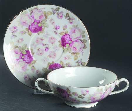 SCH6 Footed Cream Soup Bowl & Saucer Set