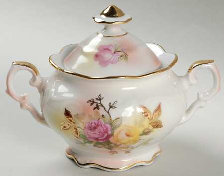 Sunset Rose Sugar Bowl & Lid