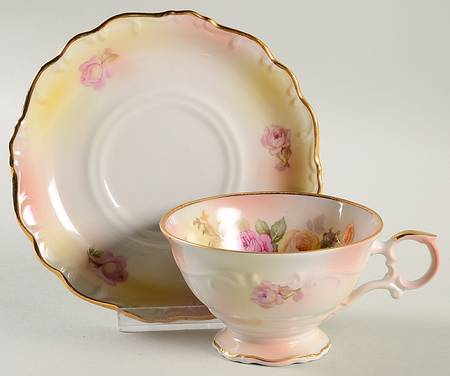 Sunset Rose Footed Cup & Saucer Set