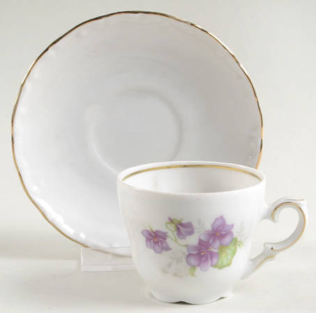 Violette (Gold Trim) Flat Demitasse Cup & Saucer Set