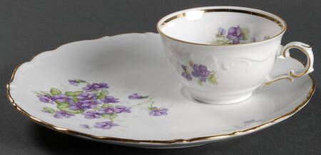 Violette (Gold Trim) Snack Plate & Cup Set