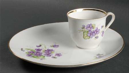 Violette (Gold Trim) Snack Plate & Cup Set