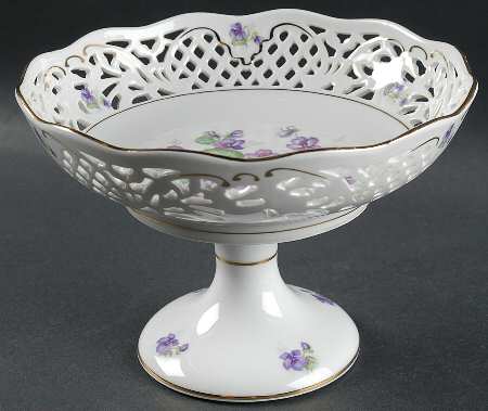 Violette (Gold Trim) Round Compote (Height X Width)