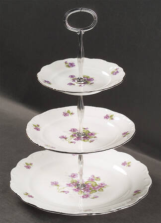 Violette (Platinum Trim) 13 7/8"-14 1/4" 3-Tiered Serving Tray(DP,SP,BB) HC