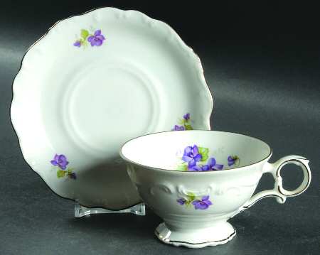 Violette (Platinum Trim) Footed Cup & Saucer Set