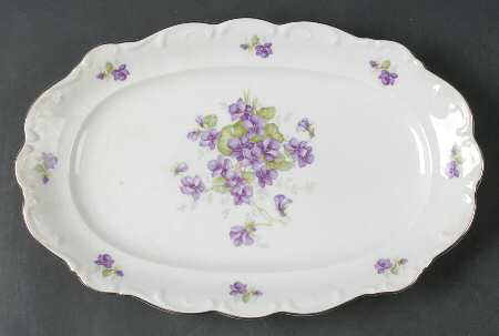 Violette (Platinum Trim) 12" Oval Serving Platter