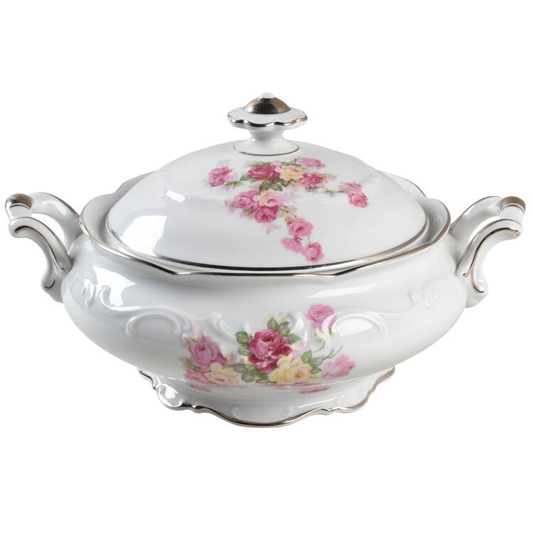 Victorian Rose Round Covered Vegetable