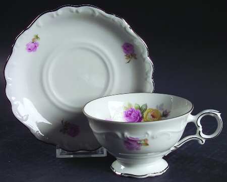 Victorian Rose Footed Cup & Saucer Set