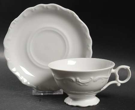 White Elegance Footed Cup & Saucer Set