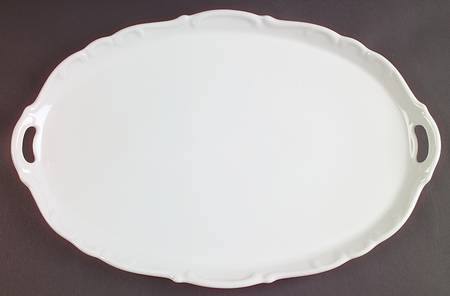 White Elegance 16" Oval Handled Tray