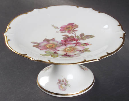 Wild Rose Scalloped (Coupe) Round Compote (Height X Width)