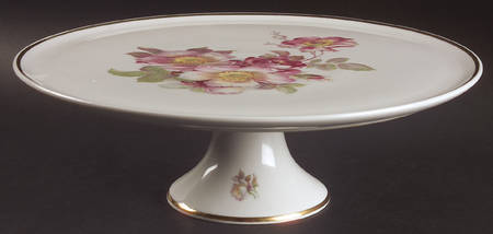 Wild Rose Scalloped (Coupe) 12" Diameter Pedestal Cake Stand