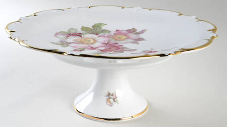 Wild Rose Scalloped (Coupe) 11" Diameter Pedestal Cake Stand