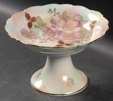 Wild Rose Scalloped (Coupe) Round Compote (Height X Width)