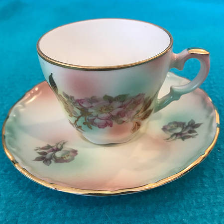 Wild Rose (Scallop, Rim, Embossed) Flat Cup & Saucer Set