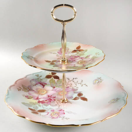 Wild Rose (Scallop, Rim, Embossed) 2 Tiered Serving Tray (Chop & Salad Plate)