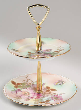 Wild Rose (Scallop, Rim, Embossed) 2-Tiered Serving Tray (Salad & Bread/Butter Plate)