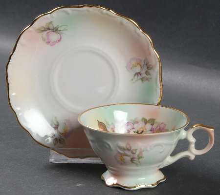Wild Rose (Scallop, Rim, Embossed) Footed Demitasse Cup & Saucer Set