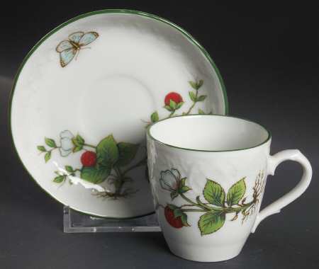 Wild Strawberry Flat Demitasse Cup & Saucer Set