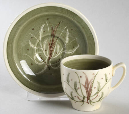 Chinese Fern Green Flat Demitasse Cup & Saucer Set