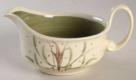 Chinese Fern Green Round Gravy Boat