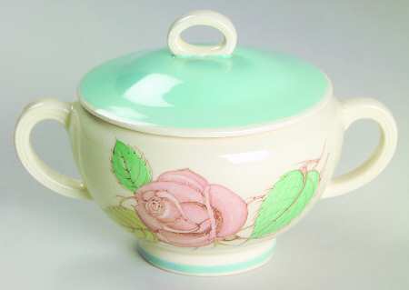 Patricia Rose Blue (Blue Border, Coupe) Sugar Bowl & Lid