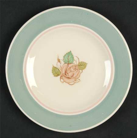 Patricia Rose Green (Green Rim, Pink Ring) Bread & Butter Plate