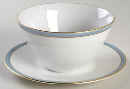 Spring Blue Gravy Boat with Attached Underplate