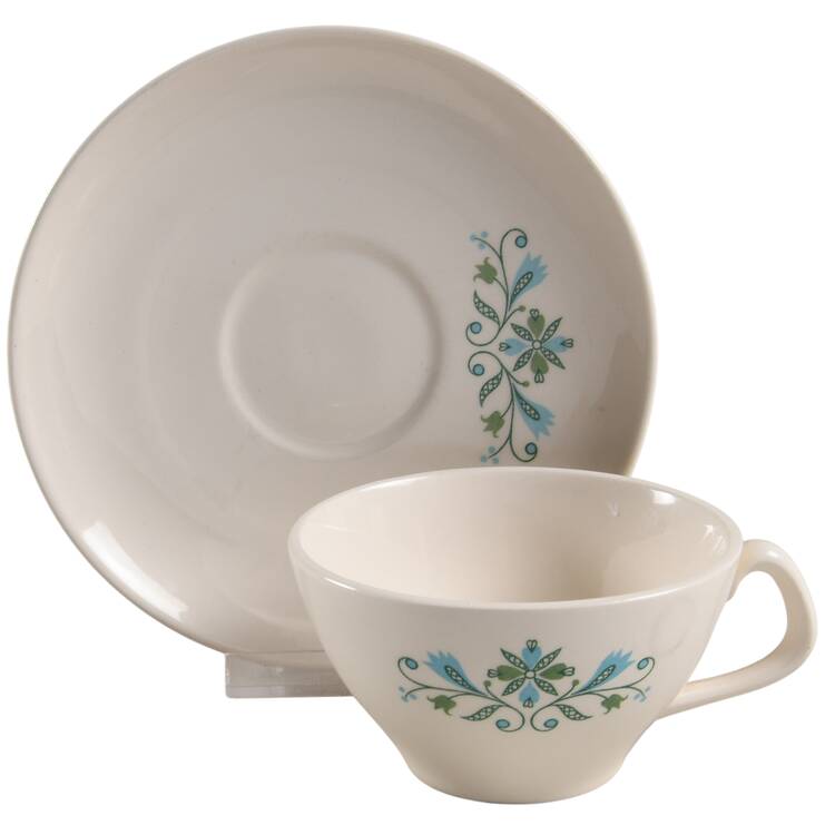 Blue Leaf Flat Cup & Saucer Set