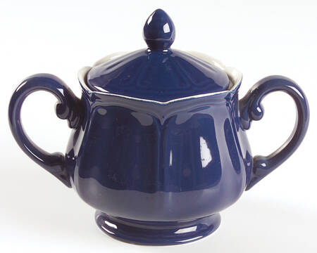 Lancaster Calico Blue Sugar Bowl & Lid by Sears